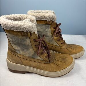 Woman's Boots Merrell Haven Mid Lace Polar Waterproof Camel 200g insulated US 11